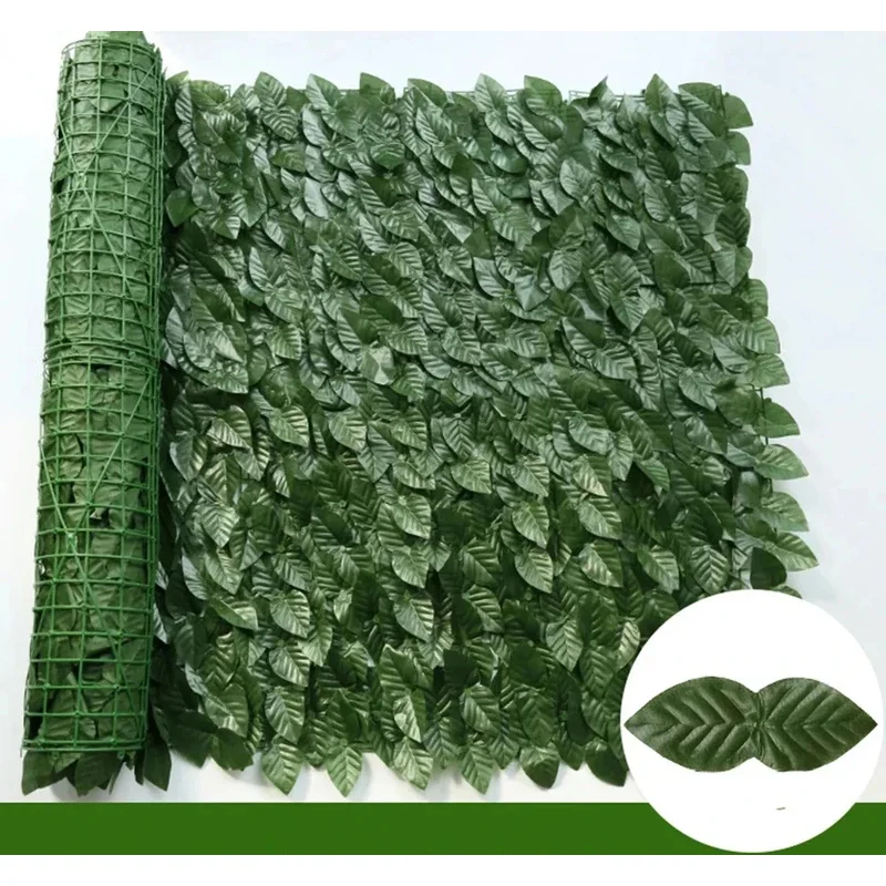 50X200cm Artificial Ivy Hedge Green Leaf Fence Panels Faux Privacy Fence Screen for Home Outdoor Garden Balcony Decoration 1X3m