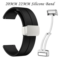 20mm 22mm Strap For Samsung Galaxy watch 4/5 pro/classic/gear s3/active 2 Sport Silicone Magnetic Buckle For Huawei GT 2 3 band