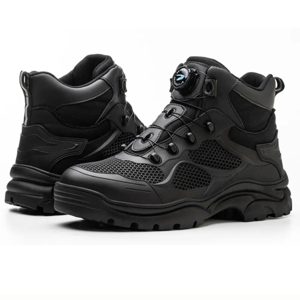 Summer Breathable Motorcycle Boots Men's Motorbike Racing Shoes Motocross Tactics Boots Wear Resistant Botas Moto Black