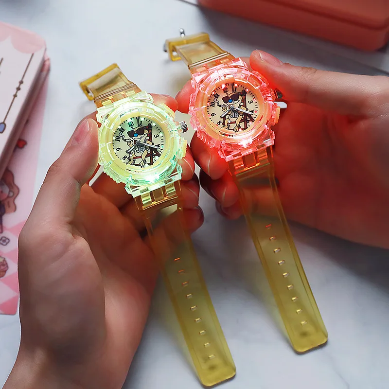 ديزني غرزة الملاك ووتش نمط Led متوهجة فلاش الأطفال الساعات لعب الأزياء كوارتز ساعة اليد هدايا عيد الميلاد للأطفال