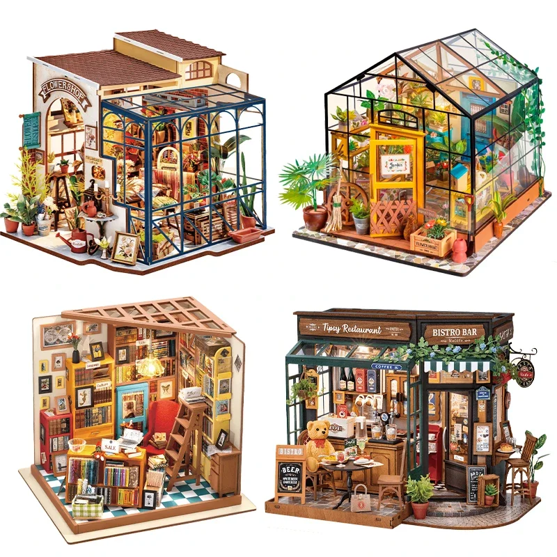 Anima Emily Bloemenwinkel DIY Handgemaakt Huis Miniatuur Kunsthuis Assemblage Huis Bouwstenen Vrouwelijke Verjaardagscadeau Randapparatuur