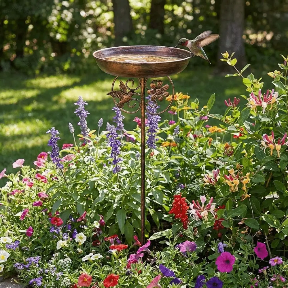 

Чугунная уличная кормушка для птиц, сверхпрочная, устойчивая к ржавчине, металлическая, с пятилучевым основанием, наклонная, для патио