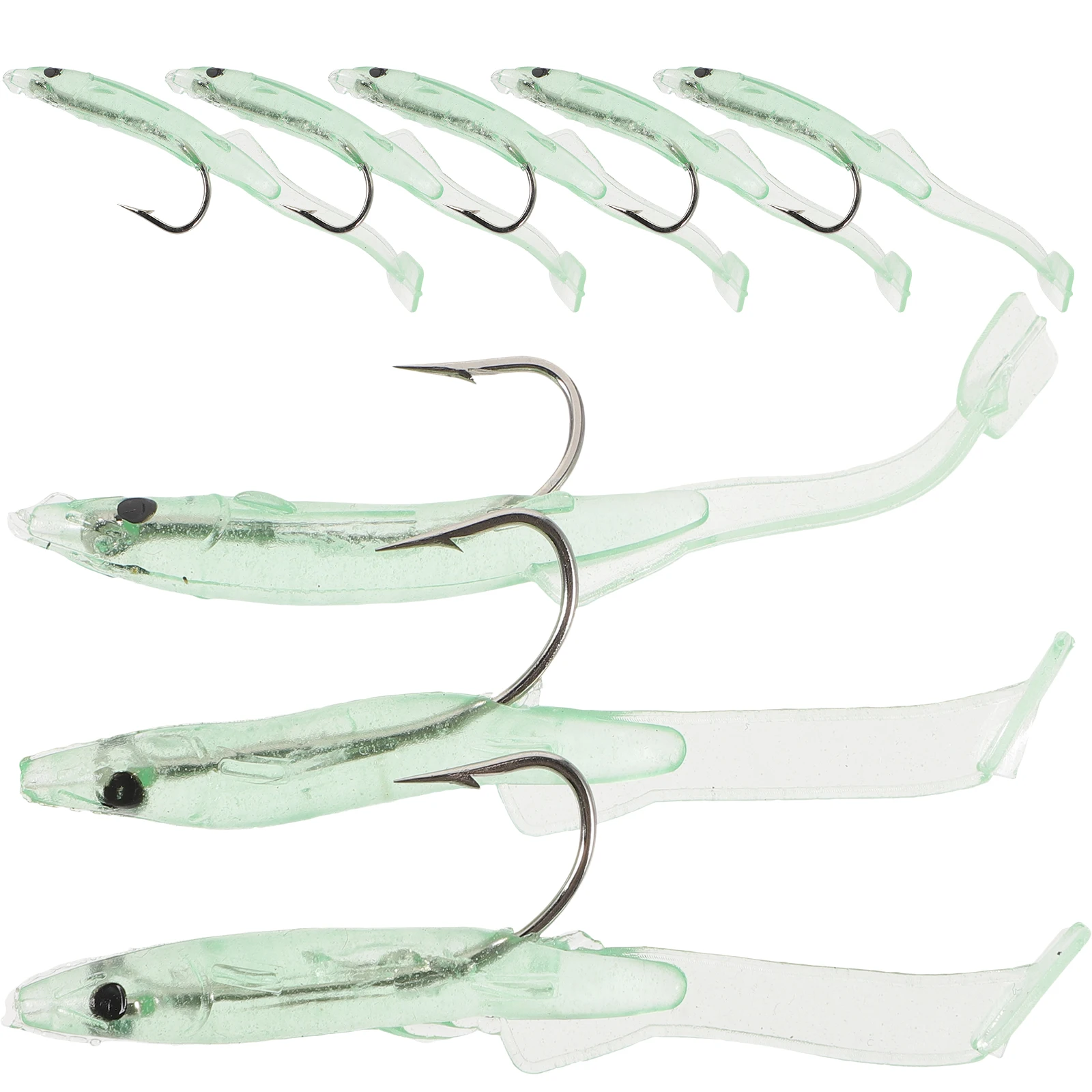 

8pcs Glowing Silicone Fishing Bait 8cm Mini Lure Reusable Salt Fresh Water Artificial Tool Sinking Baits Practical Fish Lures