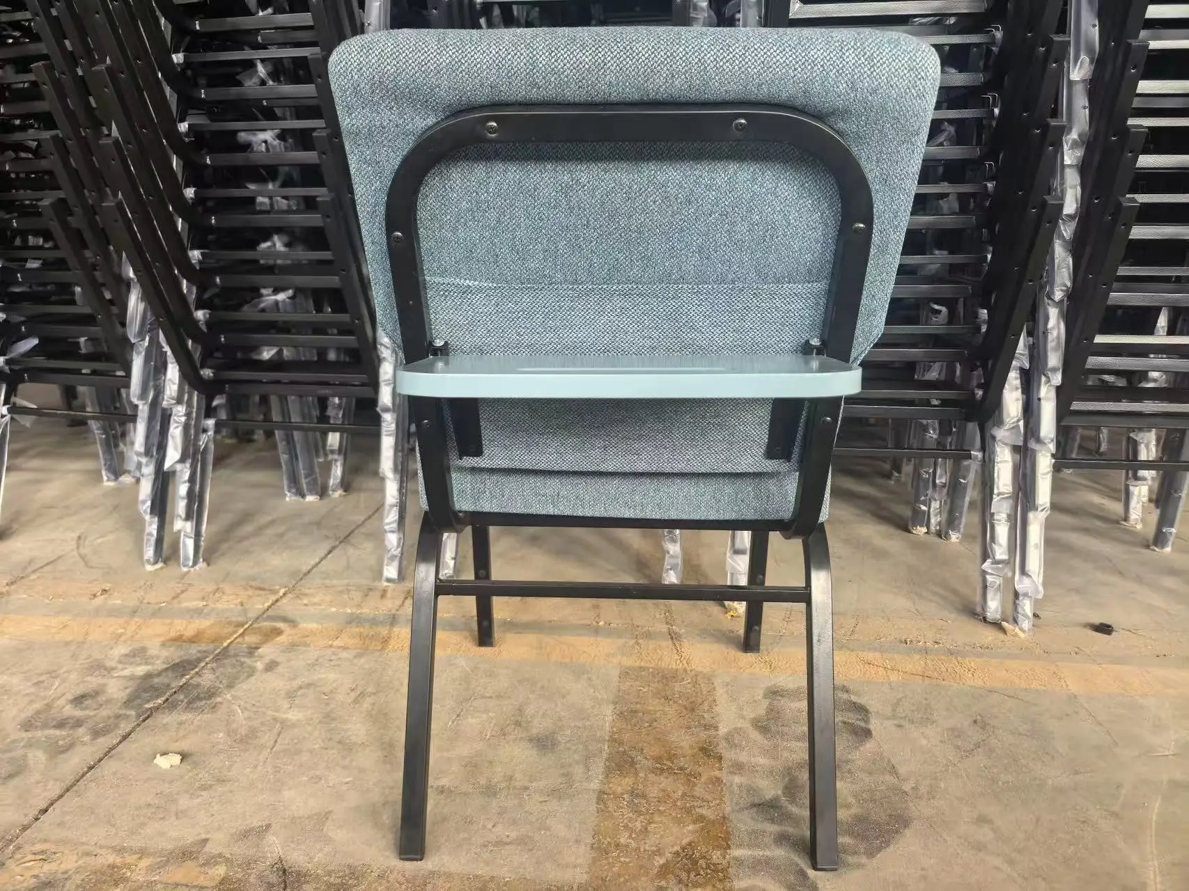 Modern Folding Auditorium Chairs with Desk Fabric Theatre Furniture, Designed for Churches,Schools and Retractable Student Seats view 6