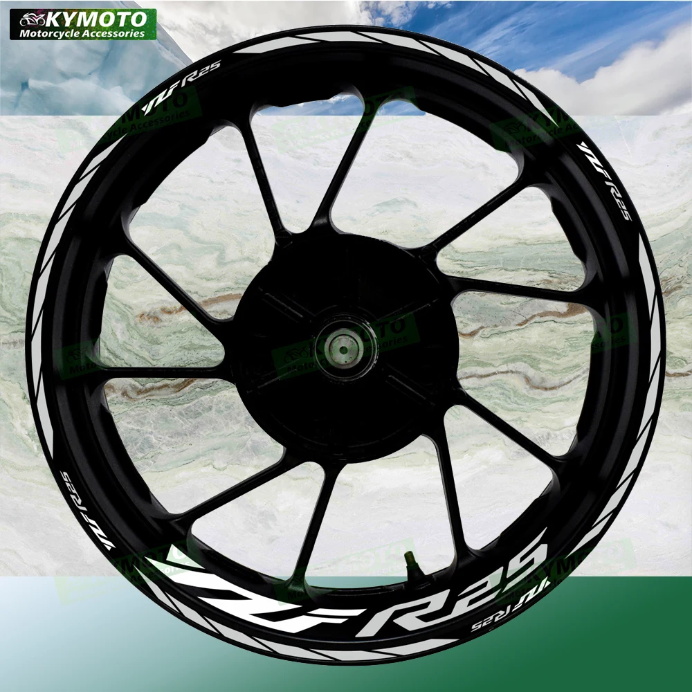 

Для YZF R25 R 25 светоотражающая наклейка на колесо мотоцикла, 17-дюймовый обтекатель колеса, модифицированная наклейка на обод, полоса, лента, украшение