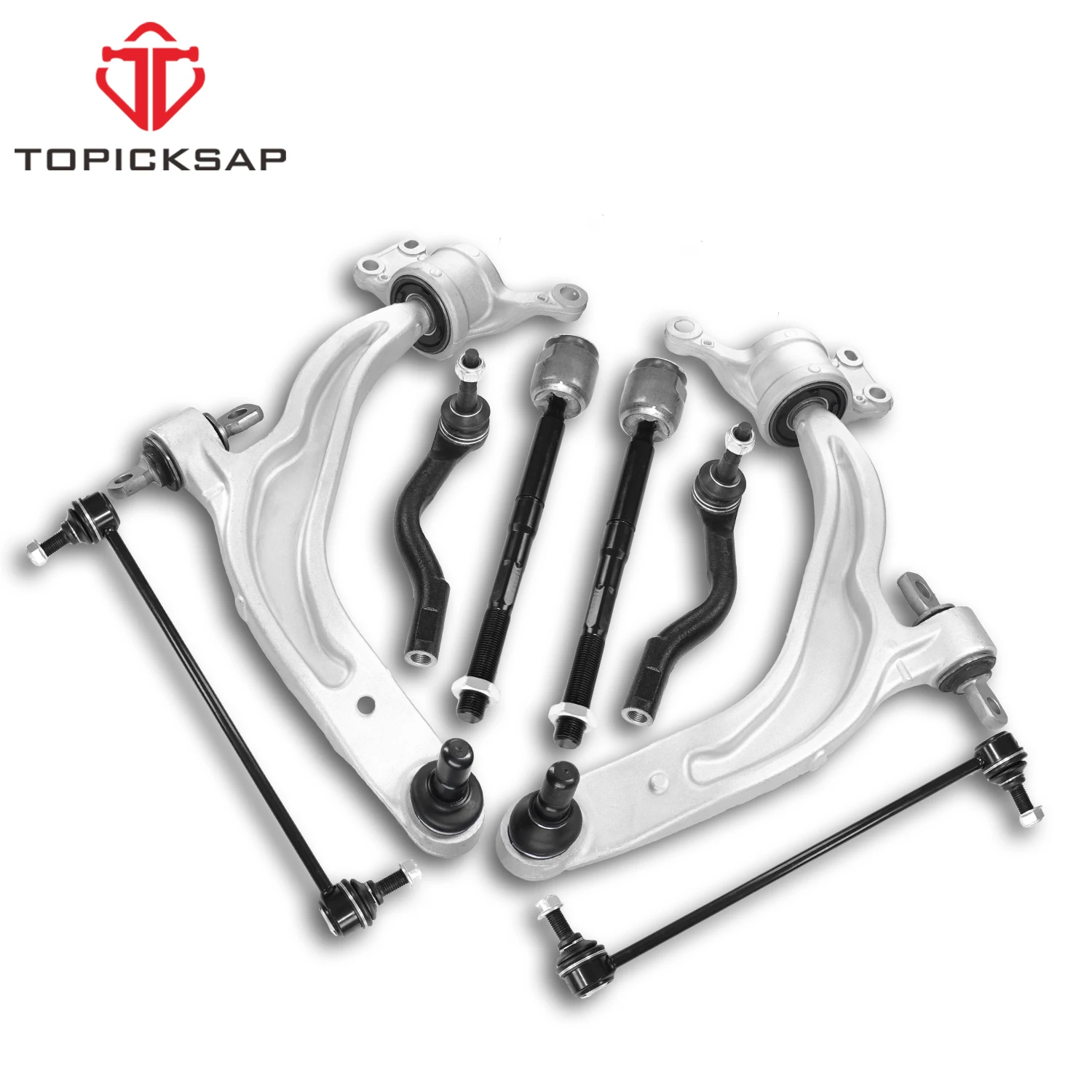 TOPICKSAP 8Pcs Front Lower Control Arm w/ Joint Bushing Sway Bar Link Tie Rod for Chrysler Pacifica/Voyager/Grand Caravan 17-25