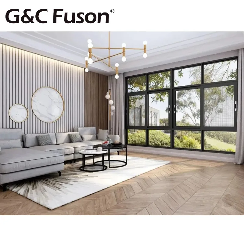 Fuson Minimum Order Quantity Temper Glazed Security Metal White Frame Aluminum Designs Grill Glass Sliding Window