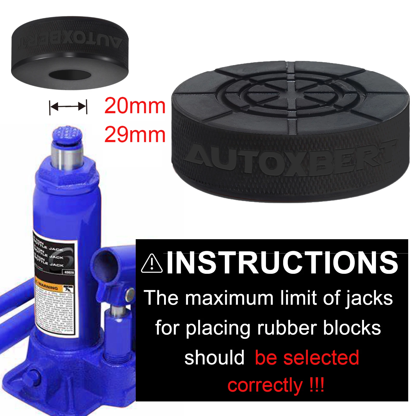 Car Rubber Bottle Jack Pad Support Point Adapter Jacking Removal Repair Tool 20mm 29mm Hole Bottle Jacks Auto Lift Cushion New