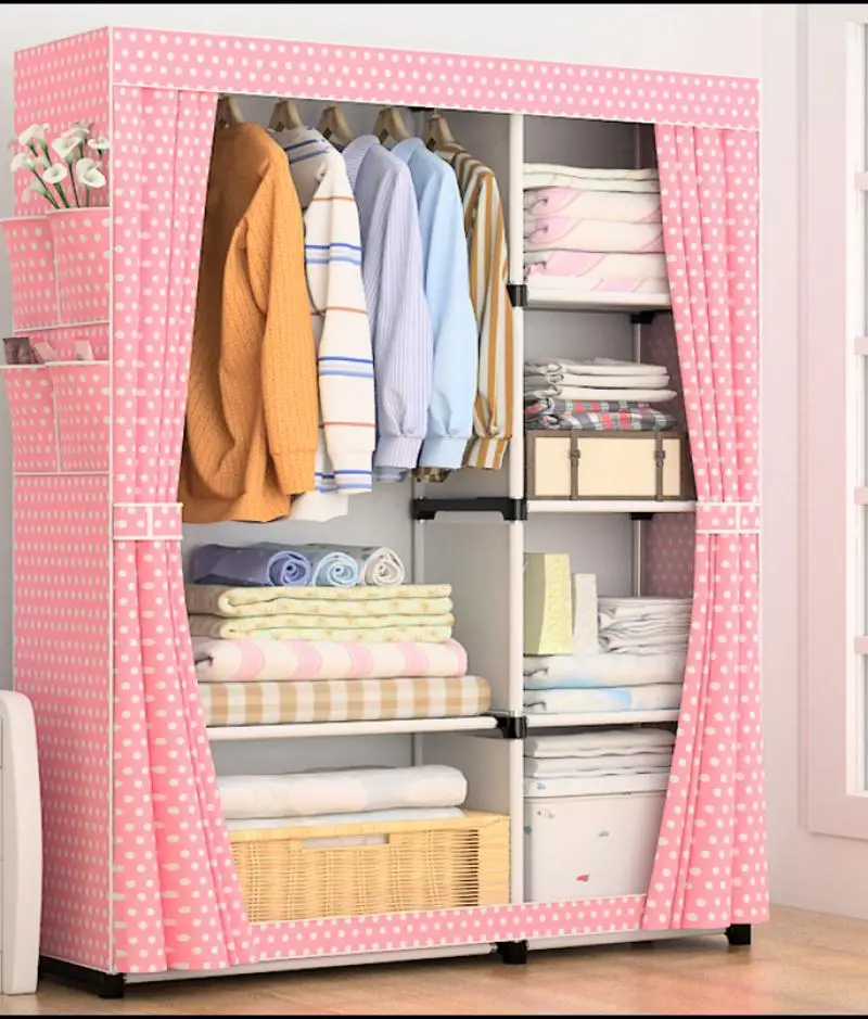 Bedroom Non-woven Cloth Wardrobe Folding Portable Light Clothing Storage Cabinet Dustproof Cloth Closet Home Furniture Wardrobe