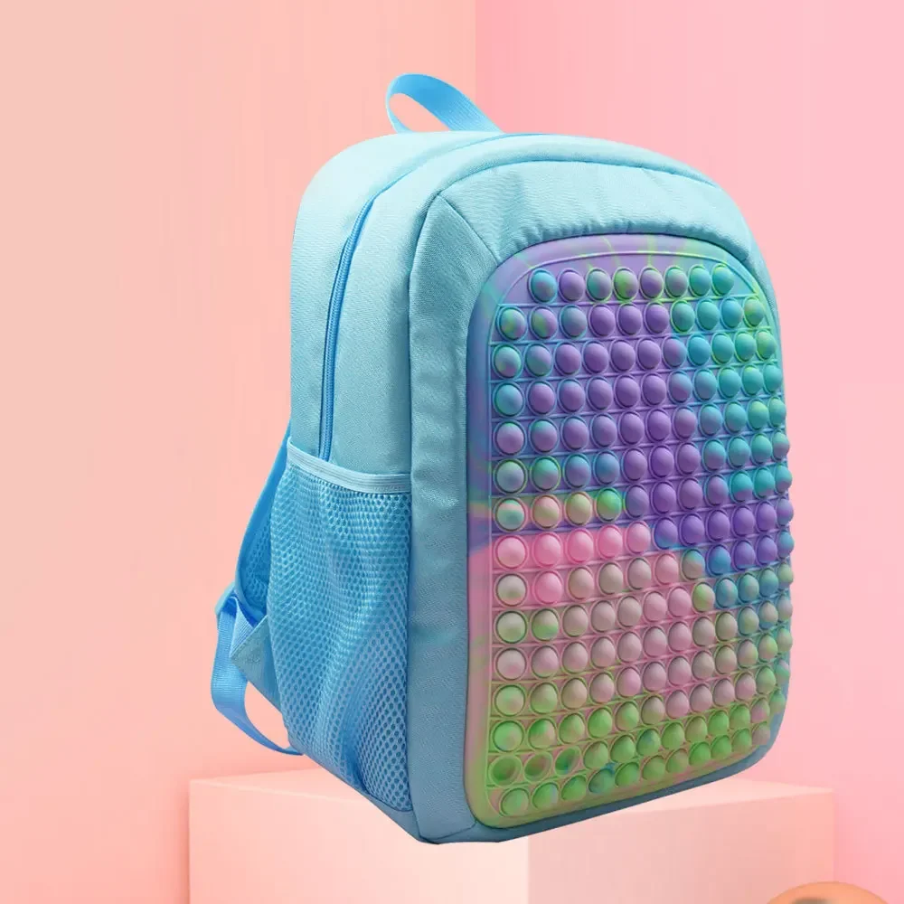 Pop sua mochila para o bebê meninos meninas empurrar bolha fidget brinquedos alívio do estresse anti-stress squishy anti-stress schoolbag crianças