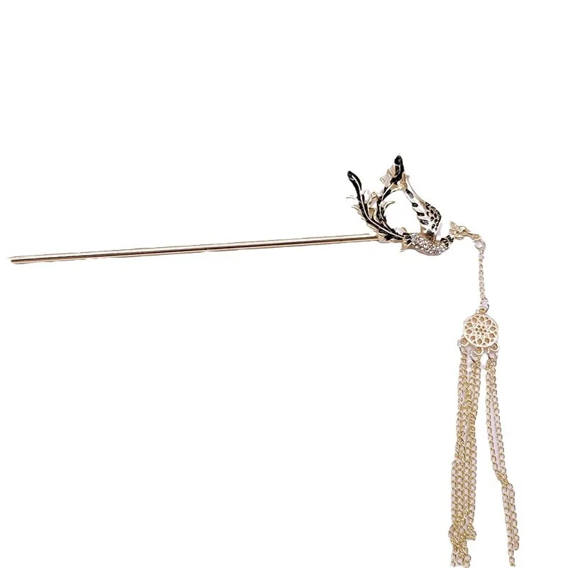 Elegant and grand phoenix tassel hair clips, new Chinese-style curly hair clips, horse-riding face skirts, hair accessories