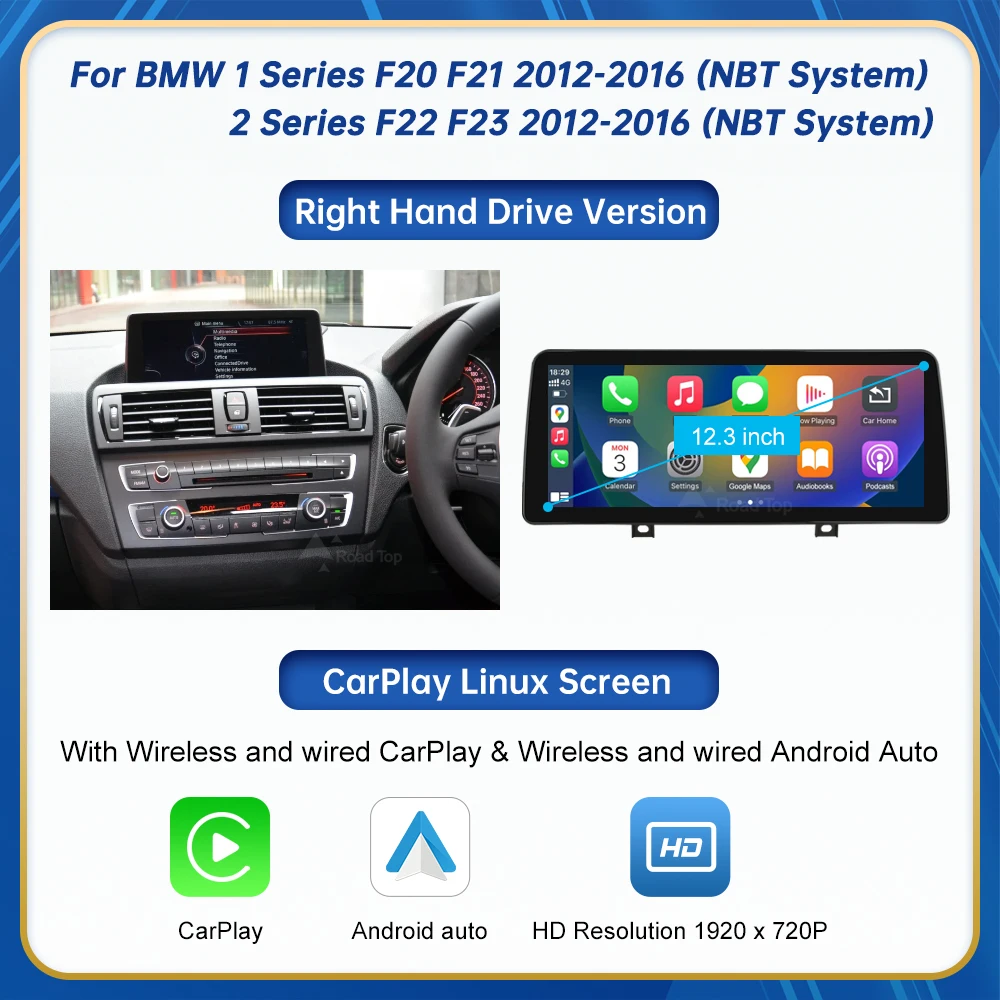 12.3 Linux Display Multimedia Player For BMW Series 1 2 3 4 F20 F21 F22 F45 F30 F31 F32 F33 F45 NBT EVO GPS Carplay Touch Screen image 3