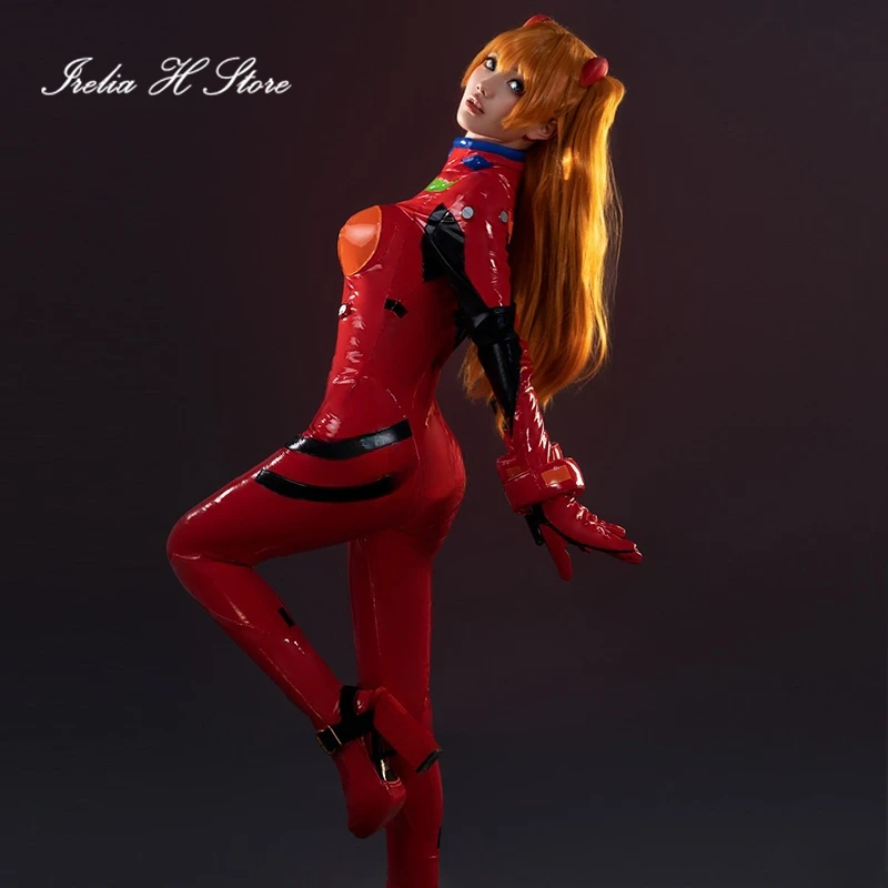 in stock Irelia H Asuka Anime Cosplay Asuka Cosplay Costume Sexy PU Tight Fitting Jumpsuit Halloween Costume Female