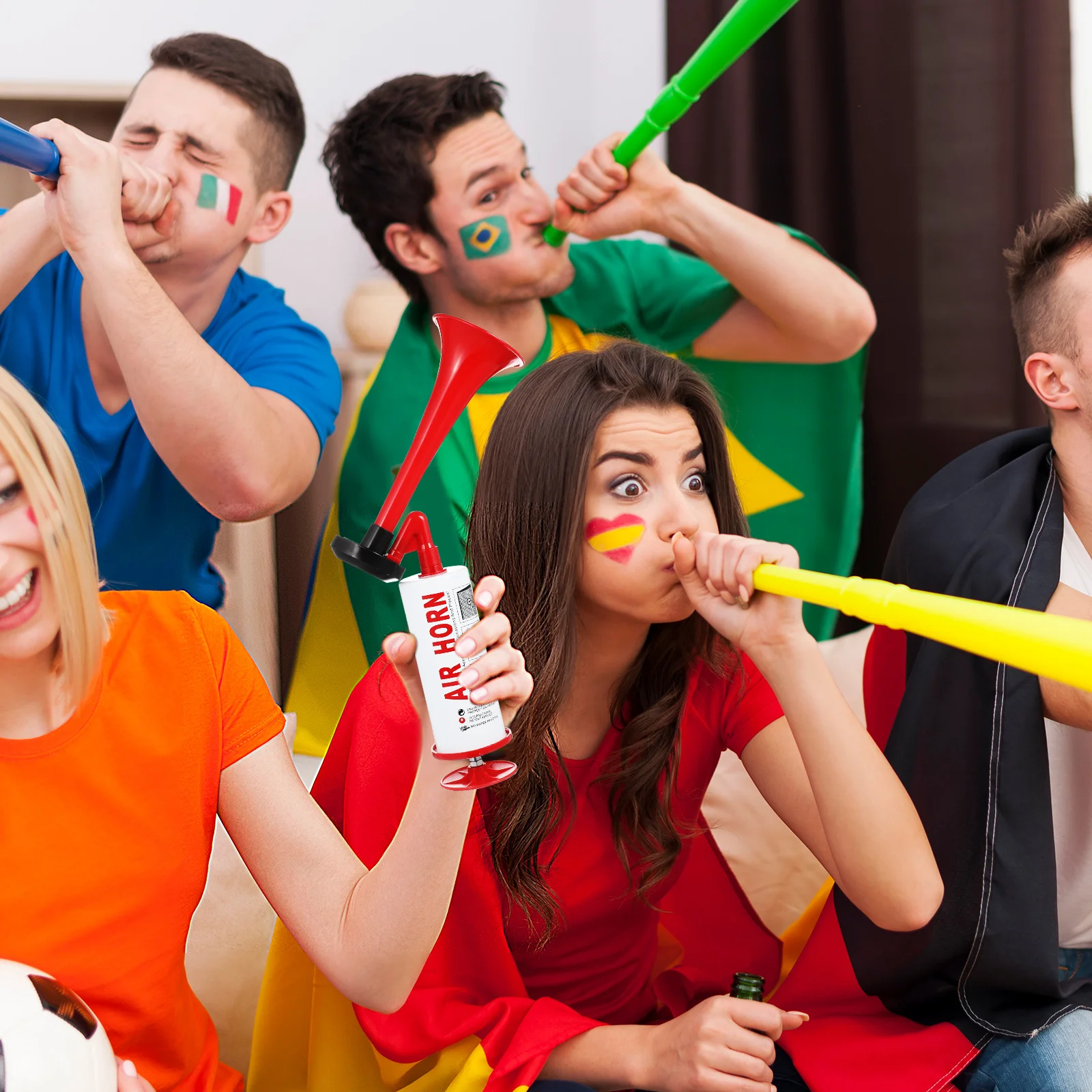 

Red Air Horn Handheld Cheerful Sound Portable Lightweight Easy Use Party Sports Events Noise Maker Pump Air Horn