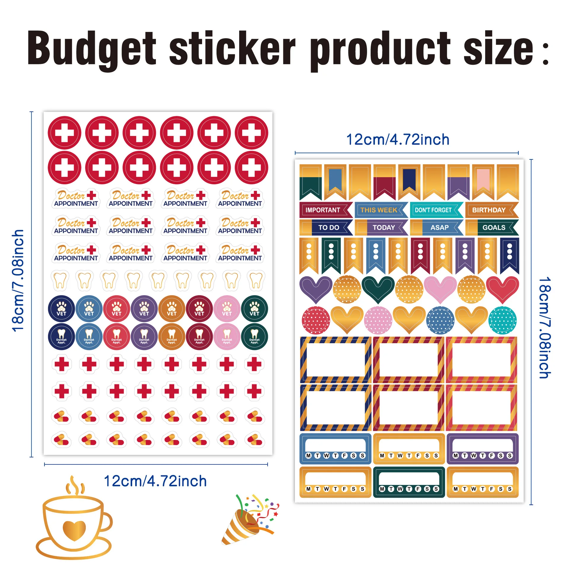 422Pcs Stiker Planner Foil Ema - Planner Weekly Budget ulasan dan harga