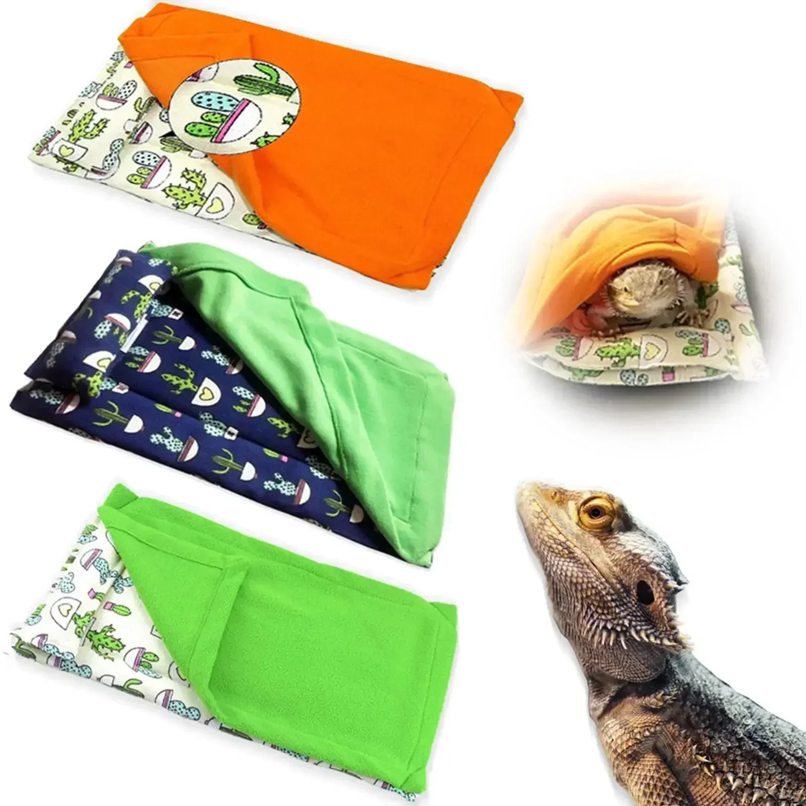 Bearded Dragon Sleeping Bag, Reptile Habitat, Gecko Lizard Reptile Sleeping Bag with Pillow Blanket Hamster Pet Bed Sleeping Bag