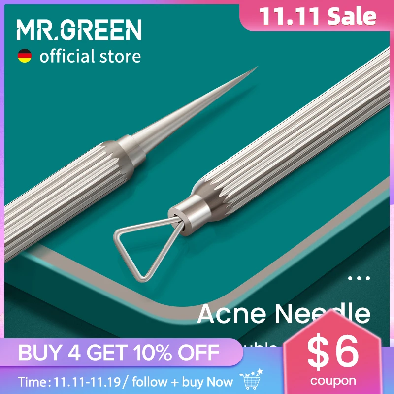 

MR.GREEN средство для удаления черных точек, игла для удаления прыщей, профессиональные инструменты для удаления прыщей, экстрактор прыщей, уход за кожей лица, красота лица