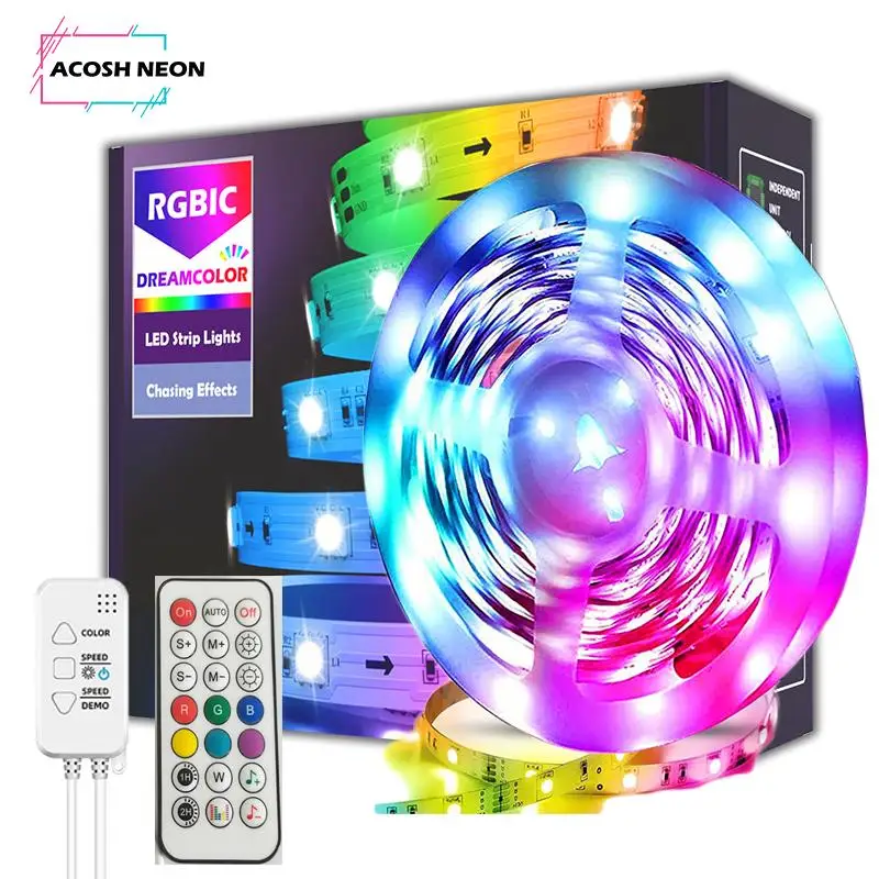 

RGBIC Intelligent WS2811 LED Strip Bluetooth APP Music Synchronization Control DIY Multiple Colors for Festival Decoration