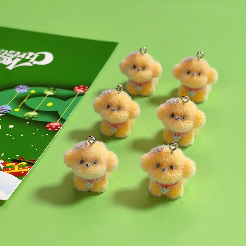 

20pcs Cute Yellow Curly-Haired puppy Charms Cartoon Resin resin Pendant For DIY jewelry Bracelet keychain Accessories Make