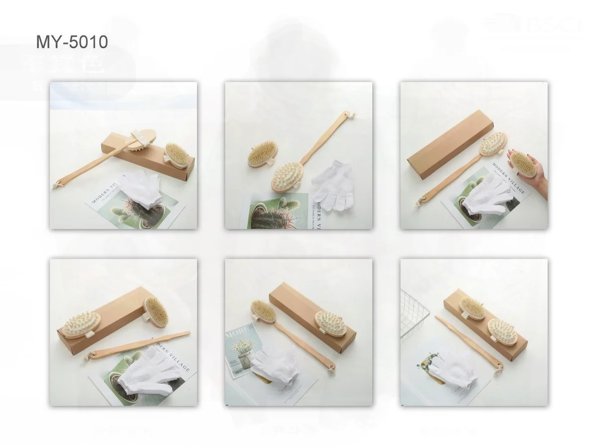 

Wooden Bath Brush Set for Home Use Three-Piece Full-Body Cleaning Kit Factory Direct Sales