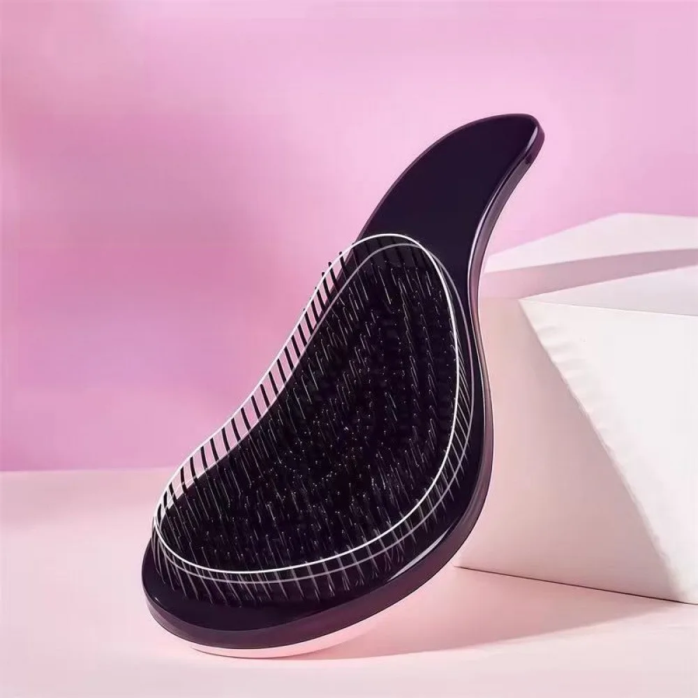 1 Pack Large Detangler Hair Brush, 19×8×3.5cm Ergonomic Curved Handle Smooth Detangling Comb, Anti-Scratch Round Ball Tips Hair Brush for Wet Dry Curly Straight Thick Thin Hair Women Kids