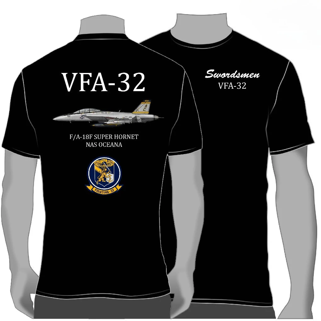 USN VFA-32 Swordsmen F/A-18F Squadron T-Shirt 100% Cotton O-Neck Short Sleeve Summer Casual Mens T-shirt Streetwear