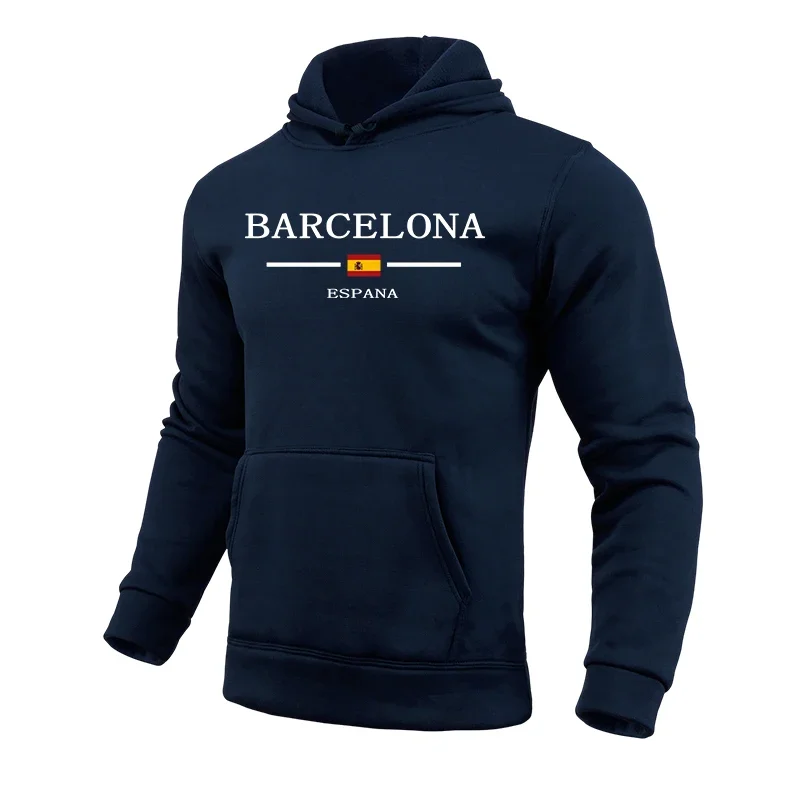 Barcelona Bedruckte Hoodies für Männer Hochwertiger Kapuzen-Langarmpullover Männlich Zuhause Outdoor Casual Sport Fitness Sweatshirts