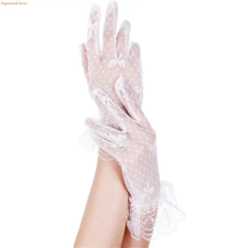 Q5WE Women Lace Gloves Short gloves Tea Party Gloves Banquet Gloves Dance Glove