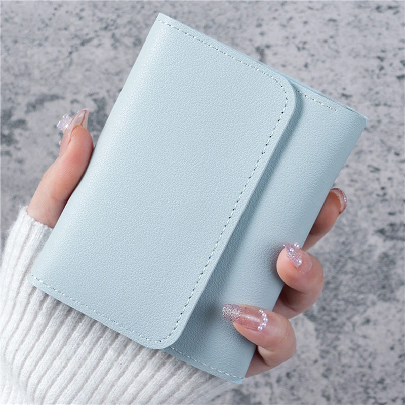 Women Short Wallet Multi-card Bag Mini Pouch Fashion Simple Three Fold Short Clip Female Wallet Portable Lady Coin Purses
