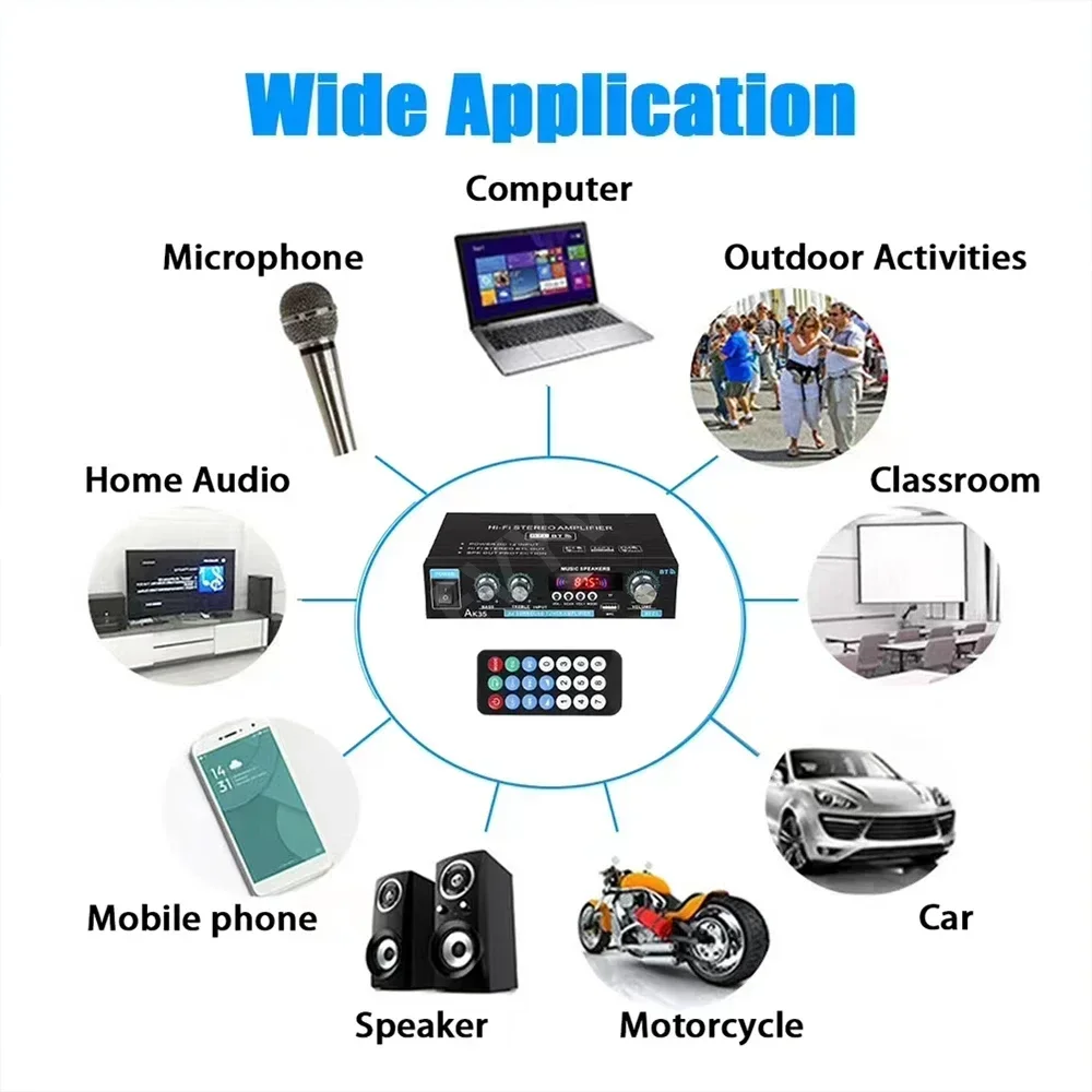 AK35 haza áram Erősítő 2.0 Meder Bluetooth 5.0 Derékon kap Döng Fermium USB Zárkózott vezérlő Mali HIFI Digitális Erősítő 110V/220V