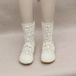 2026 women's shoes hollow boots breathable shoes fashion mesh knit line high to help summer women's boots Mid-Calf high tube