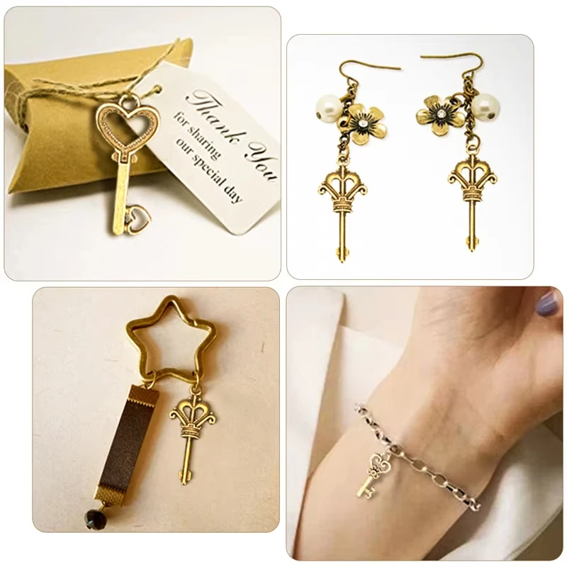 125/40 ชิ้นผสมคีย์ขนาดเล็ก Charms Vintage Bronze โลหะ Love Key จี้อินเทรนด์ DIY เครื่องประดับสร้อยคอหัตถกรรมตกแต่ง