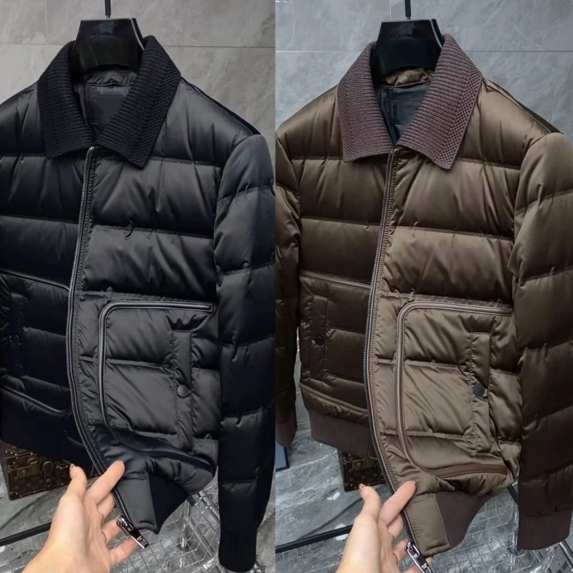 

Новая зимняя мужская модная повседневная куртка с воротником и вставками из хлопка, теплая верхняя одежда с наполнителем из полиэфирного волокна, Cleanfit
