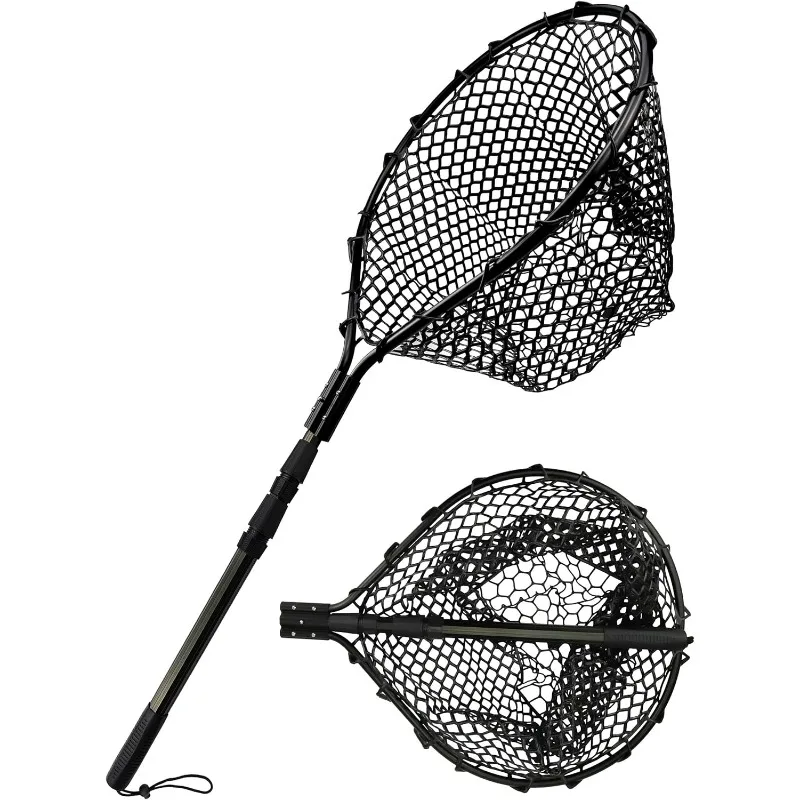 Fishing Net Rubber Landing Net Large Fishing Nets for Saltwater Heavy Duty Big Fishing Net Kayak Folding Retractable