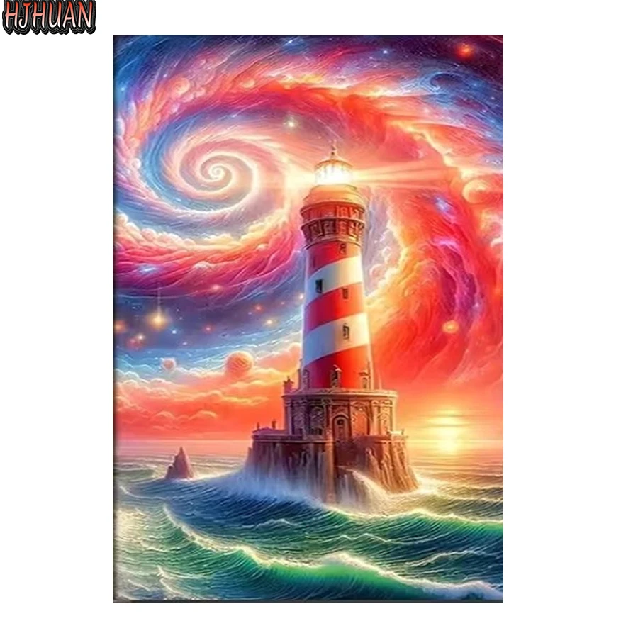 Diamond Painting Abstract art, sea waves, tower, landscape Full Square/Round Diamond Embroidery Mosaic Kits HD Quality Handmade