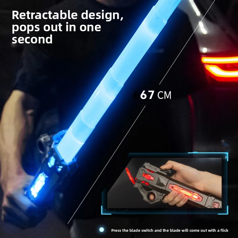 색상 변하는 7가지 색상 어린이용 화려한 발광 검 장난감 67CM 텔레스코픽 음악 레이저 검 회전 디컴프레션 장난감 선물