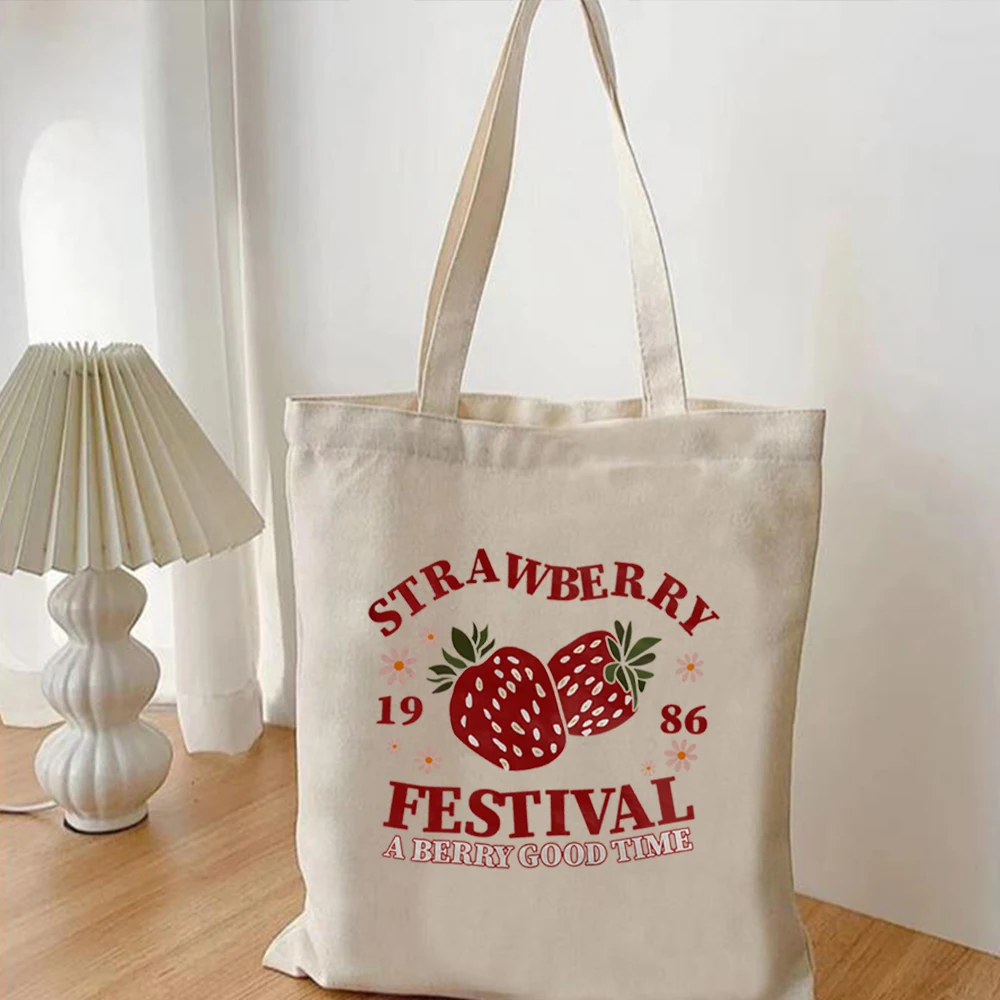 Strawberry Tote Bag Cute Tote Bag Strawberry Bag Plant Tote Aesthetic Bag Market Bag Tote Bag Shoulder Bag Shopping Bag