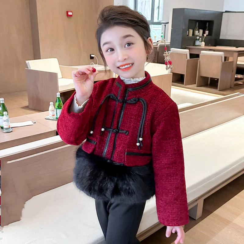 

Girl Cotton-Padded Jacket Pants Two-Piece Set Autumn Winter Coat Thicken Tops Bell-Bottoms Child Kawaii Fashion Casual Clothing
