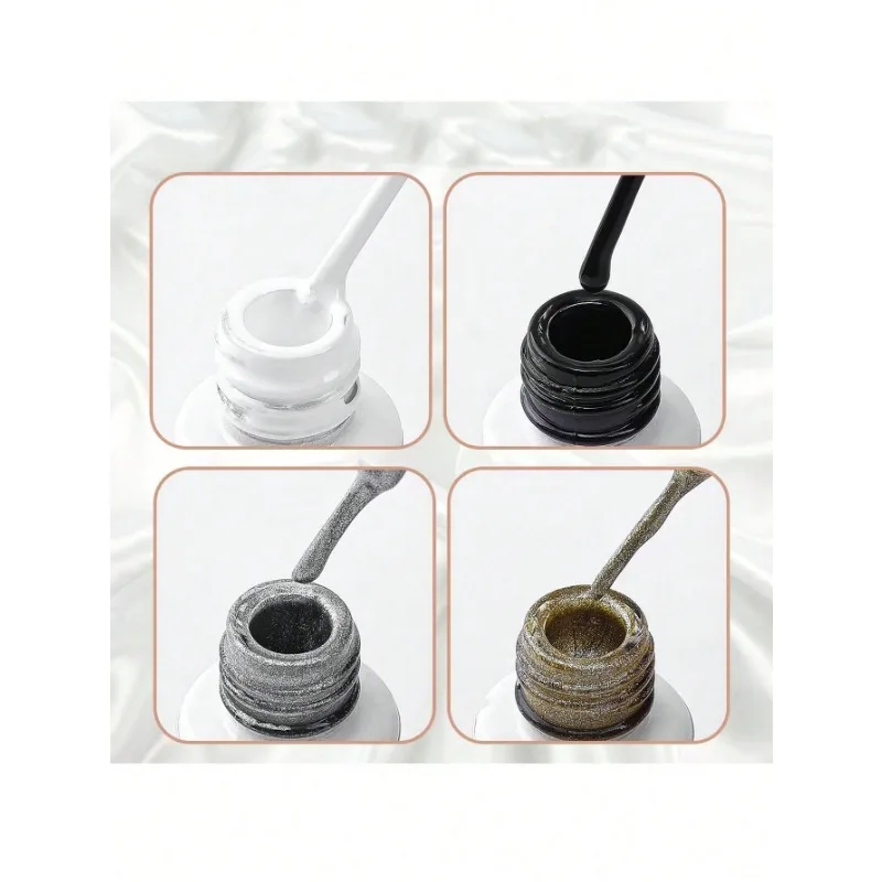 Esmalte Glitter Reflexivo, Gel Estilo Francês, Linha Glitter Pull, Listra Graffiti, Espumante Brilhante, Champanhe, Forro Dourado, 8ml