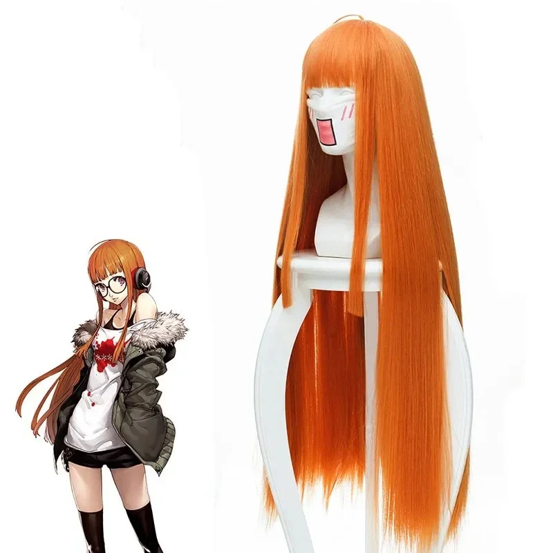 Anime Persona 5 Futaba Sakura Perruque pour Femme, Costume Cosplay, Cheveux Synthétiques Longs, ixd'Halloween, Perruques Py Play