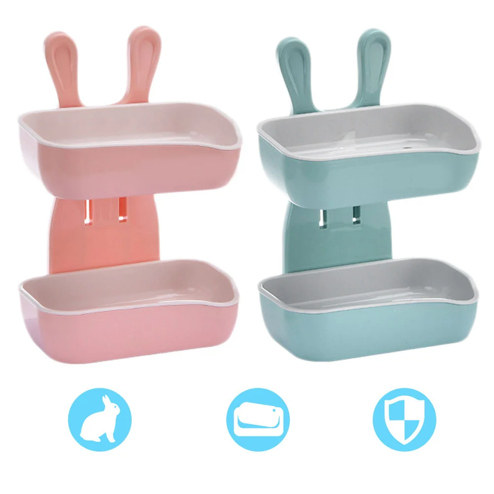 

2Pcs Double-Layer Soap Rack Waterproof Plastic Soap Tray with Drain Holes for Easy Clean Bathroom Kitchen Storage Organizer