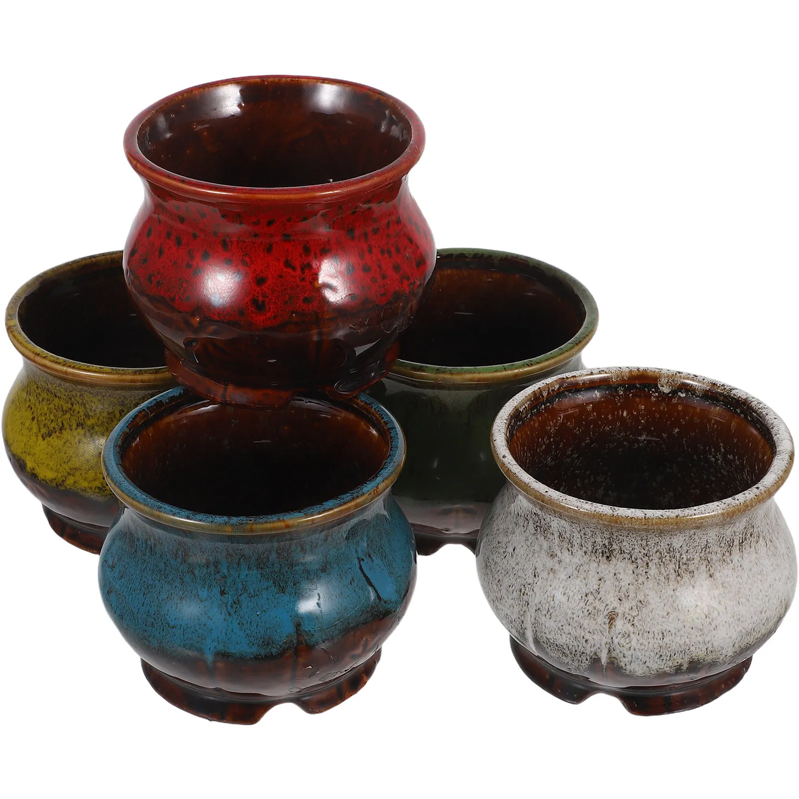 

Набор из 5 керамических цветочных горшков ручной работы для суккулентов, декоративные маленькие садовые кашпо