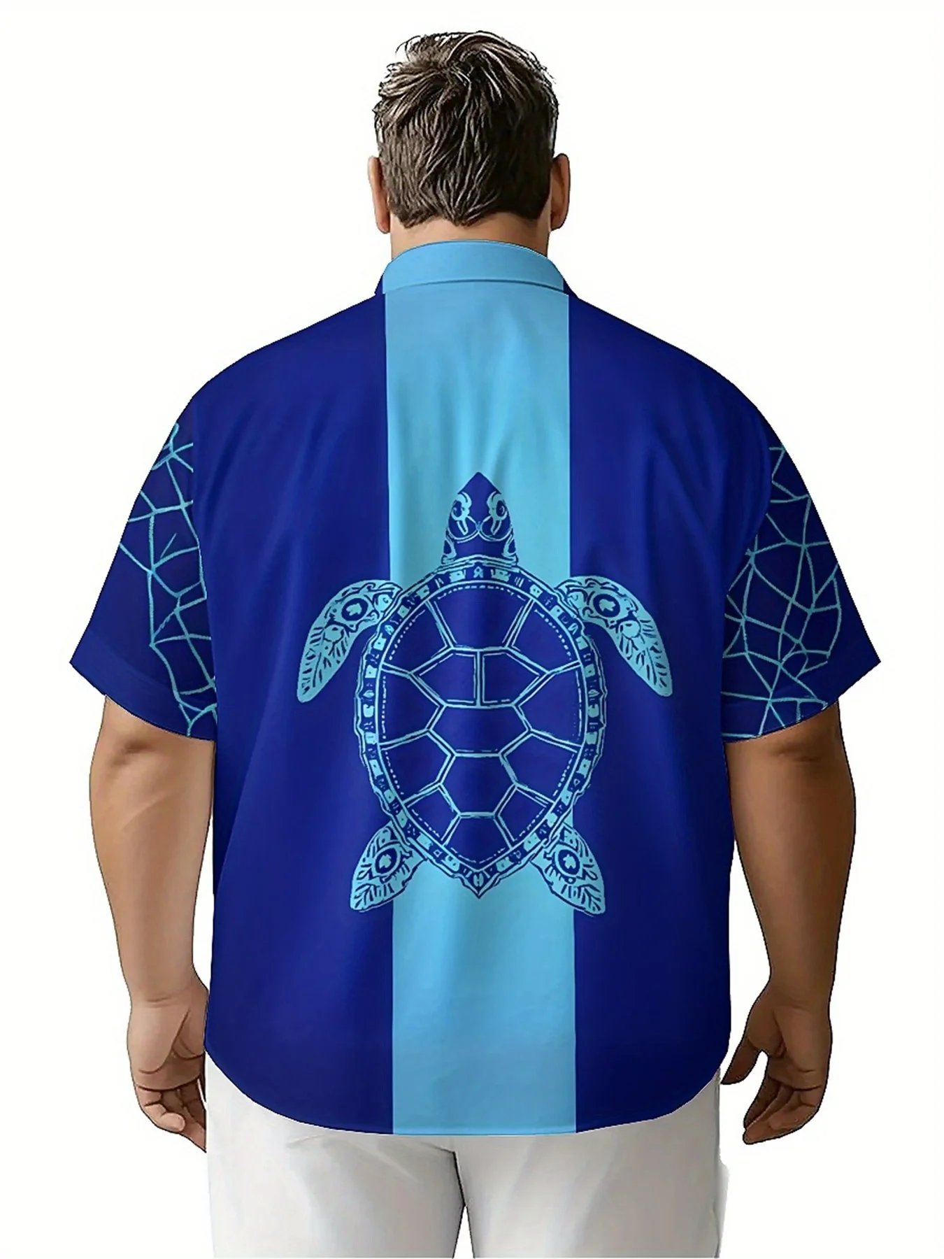 Men's Plus Size Hawaiian Shirts Deep Sea Turtle Tattoo Art Pattern, Unisex Aloha Shirts,New in Summer Tops Tee,streetwear