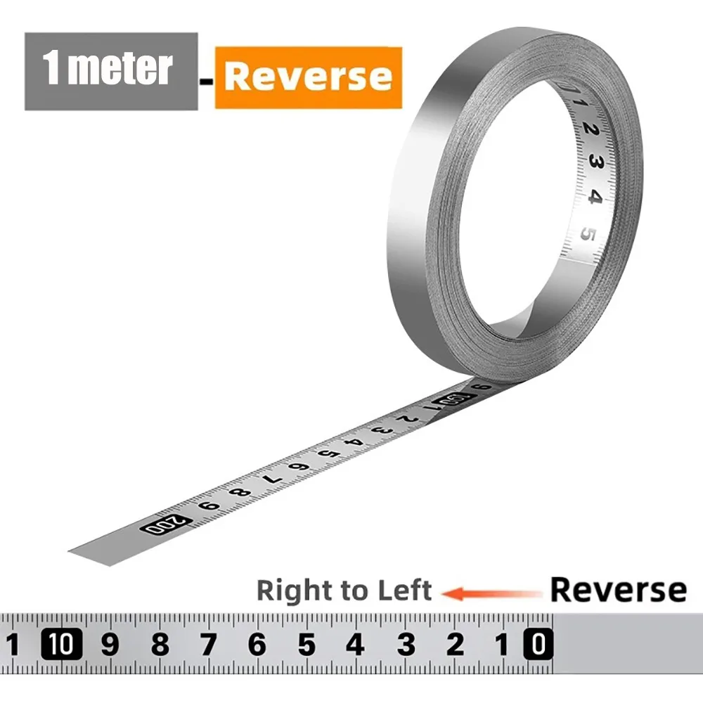 Durable Self-Adhesive Measuring Tape 12MM Width 1/2/3 meters Workbench Ruler Stainless Steel Adhesive Backed Tape Ruler