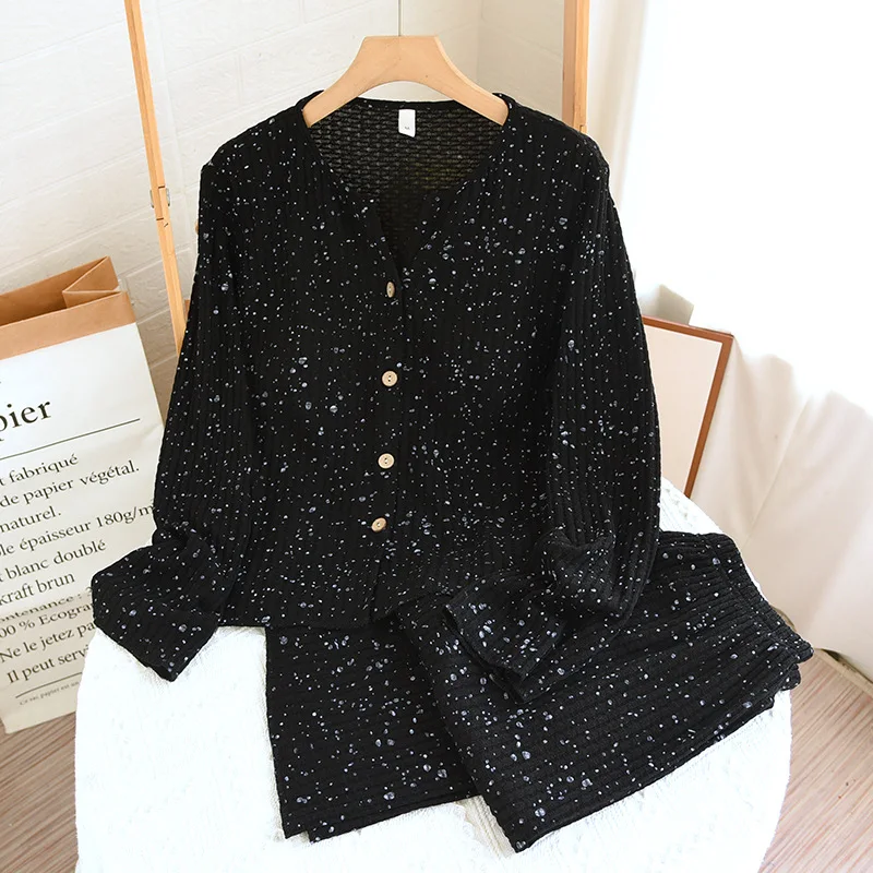 Korean Sleepwear Women Pajama Sets Floral Spring Sets 2 Pieces Cute Long Sleeve Night Wears Sleep Pullover Home Suit