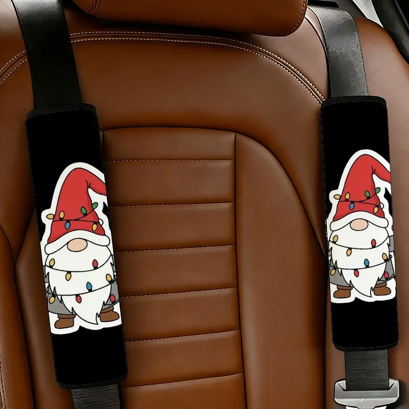 Christmas Gnome Car Seat Belt Covers 2-Pack Festive Auto Interior Accessory for Seatbelts Bags Backpacks