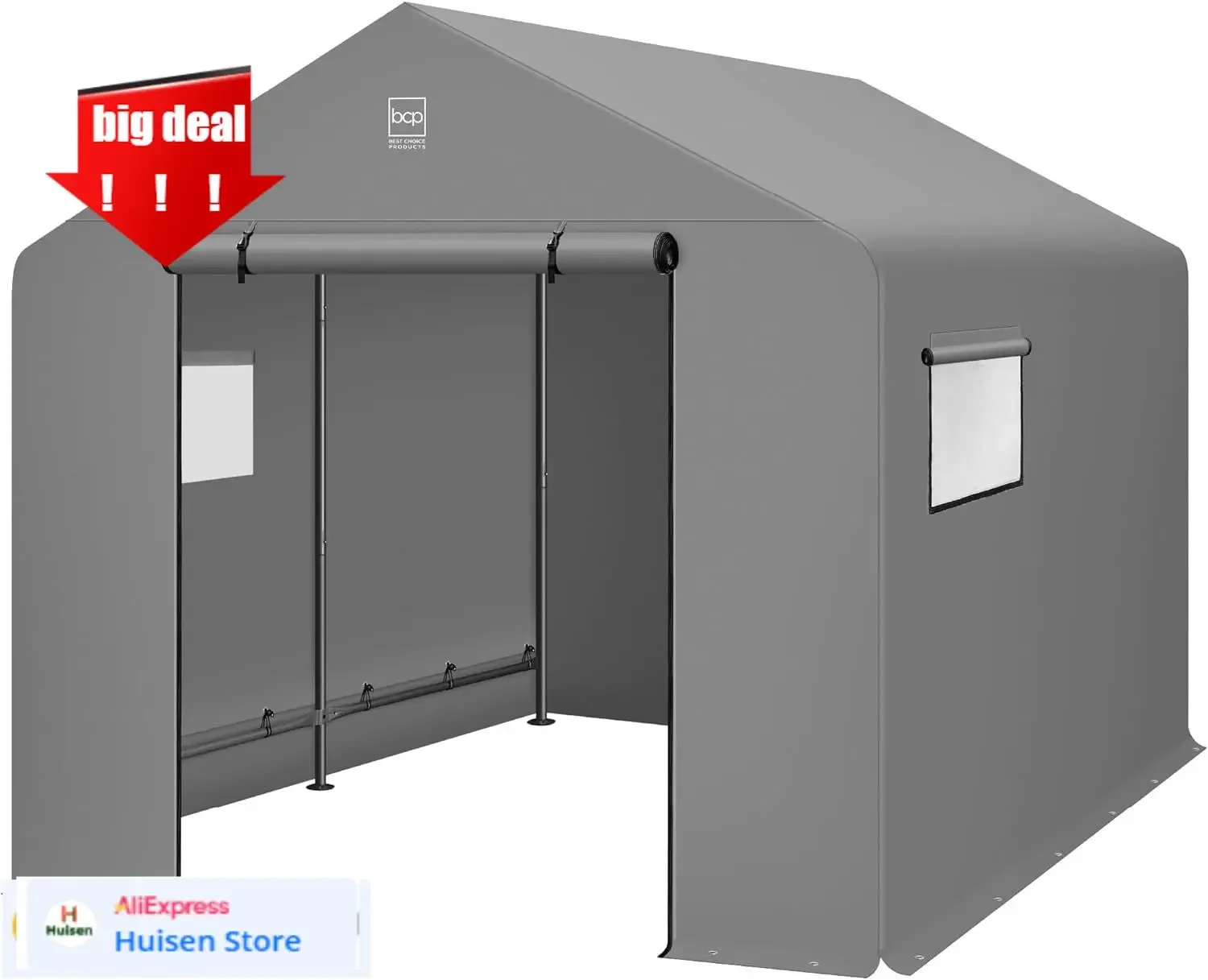 

Прочный навес для хранения на открытом воздухе размером 10x8 футов, навес для навеса, двери и окна, металлический каркас, устойчивый к атмосферным воздействиям, идеально подходит для