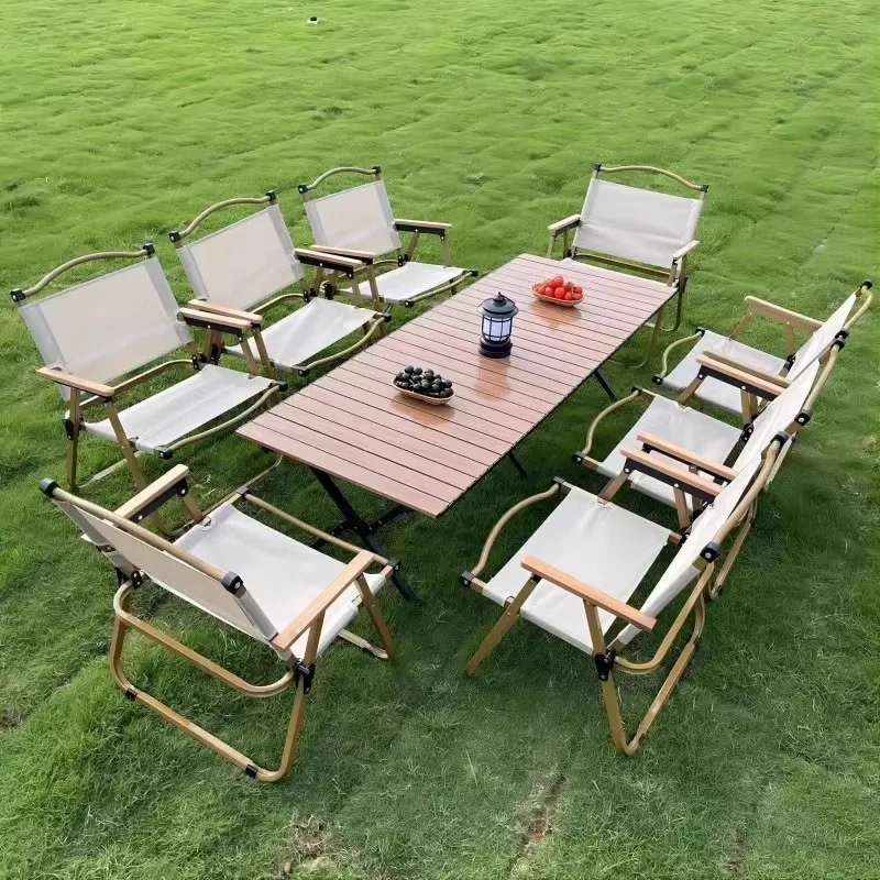 Outdoor Folding Tables and Chairs Portable Ultra-light Aluminum Egg Roll Table Picnic Camping Pliante Equipment Mesa Furniture