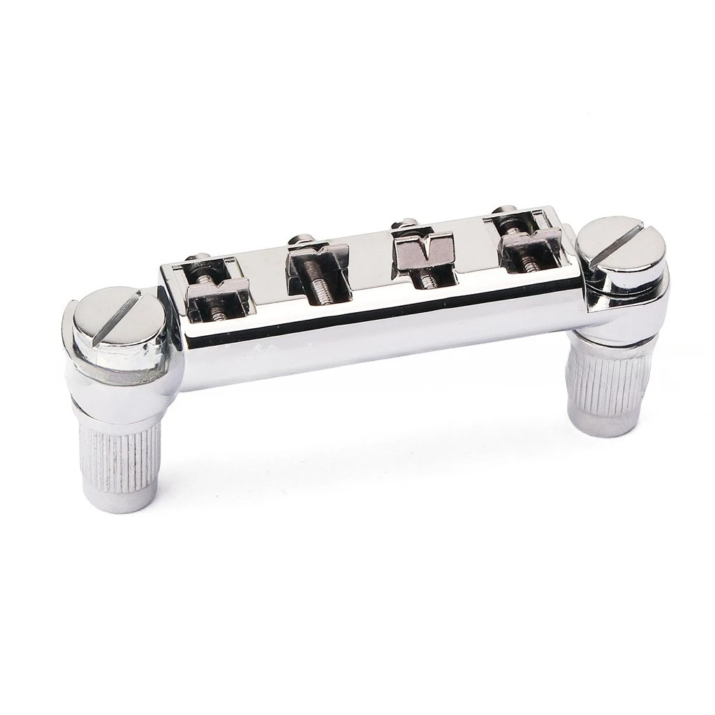 Chrome 4 String LP Combined Guitar Bridge & Tailpiece Tune-O-Matic Bridge Assembly 4-String Electric Bass Instrument