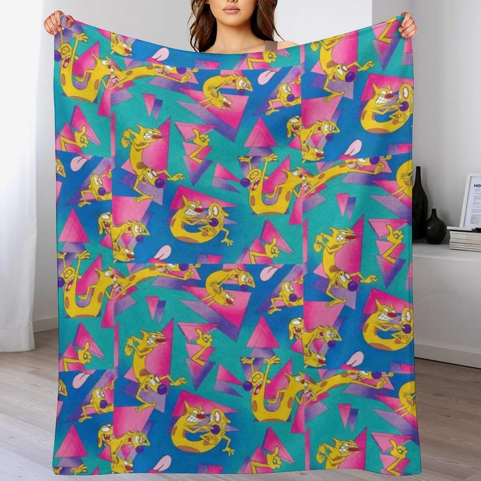 

Catdog 90s pattern Nickelodeon Throw Blanket for sofa funny gift Hairys Single Blankets